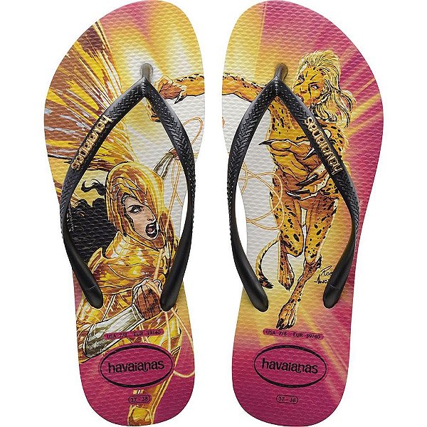Chinelo Havaianas Licenciado SLIM Heroinas 37/8 Bege Palha PAR