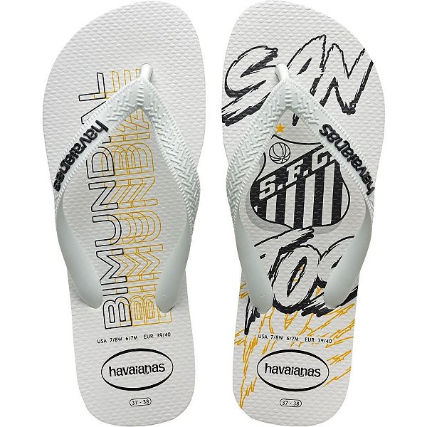 Chinelo Havaianas Licenciado TOP Santos 37/8 Branco PAR