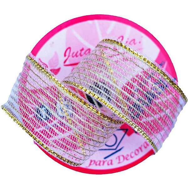 Fita ARAMADA de Juta 38MMX10M. CRU C/BORDA Dourada Rolo