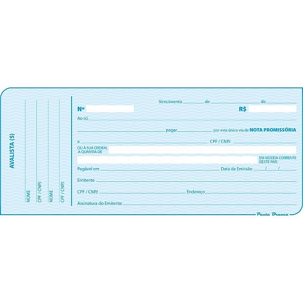 Impresso Talao Nota Promissoria 50F 205X90MM PCT.C/20