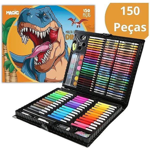 Maleta para Pintura Dinos 150 Pecas 34X26,5CM