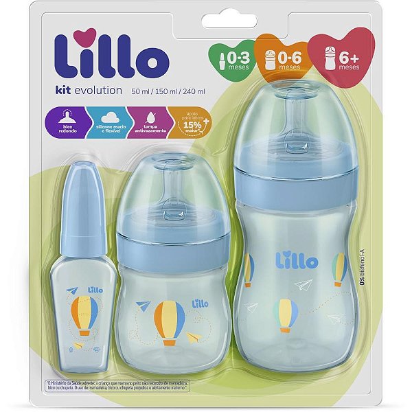 Mamadeira KIT Evolution 50/150/240ML AZU KIT