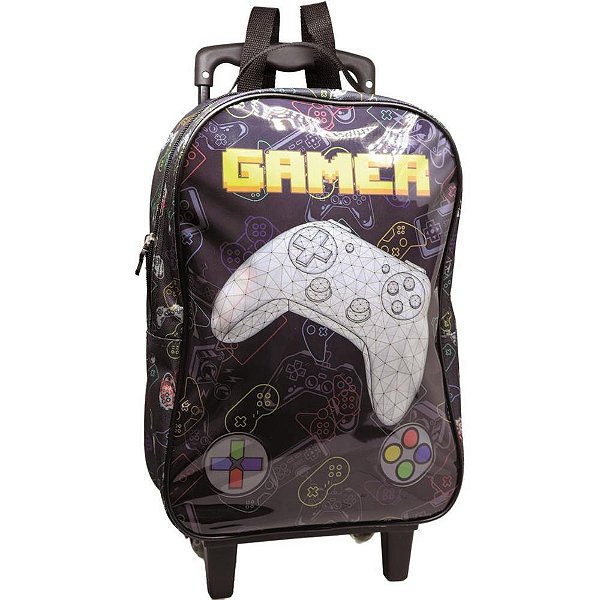 Mochila Infantil com Rodinha Gamer MD Preta