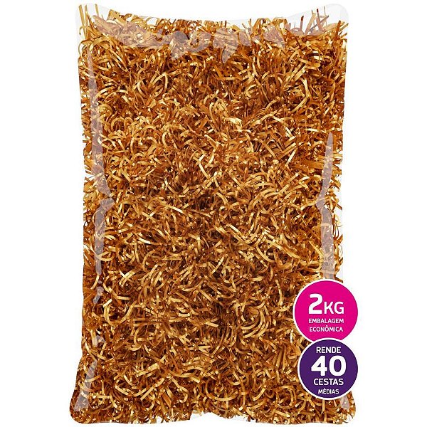 Palha para Decoracao Boop Dourada 2KG. Pacote