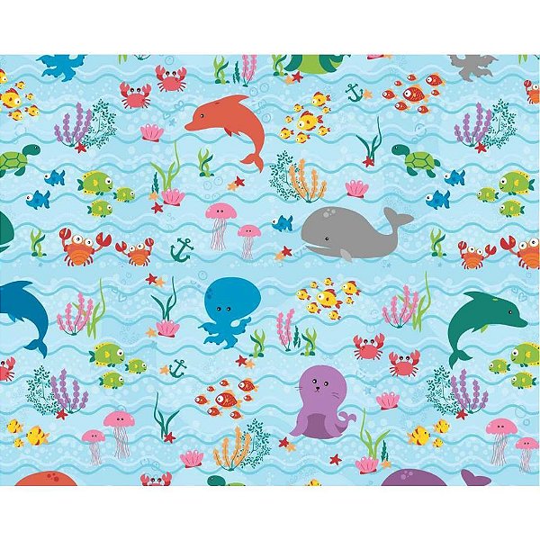 Plastico Adesivo 45CMX15M Fundo do MAR Rolo