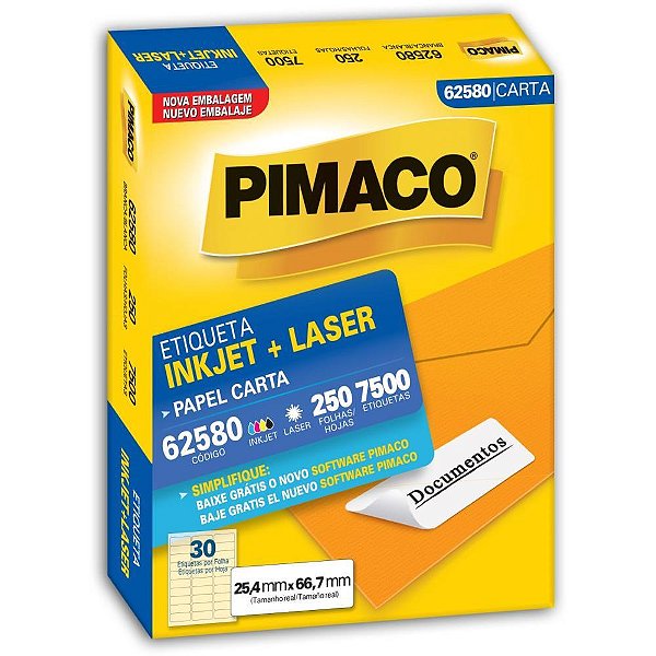 Etiqueta Carta 62580 250 FLS 25,4 X 66,7 MM CX.C/7500