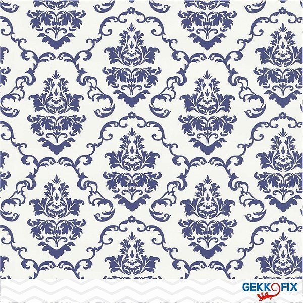 Plastico Adesivo 45CMX15M Arabesco Portugal Azul Rolo