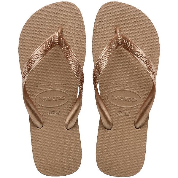 Chinelo Havaianas Feminino TOP Tiras 37/8 Rose GOLD PAR