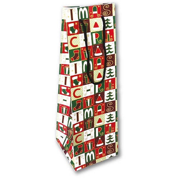 Embalagem para Garrafa Sacola Natal 11X35X11CM 190G(S PCT.C/12