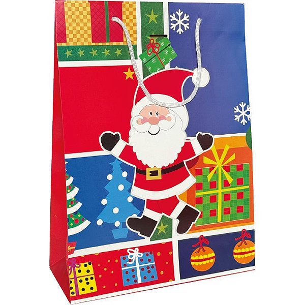 Sacola para Presente Natal Media 21X27X10CM (S) PCT.C/12