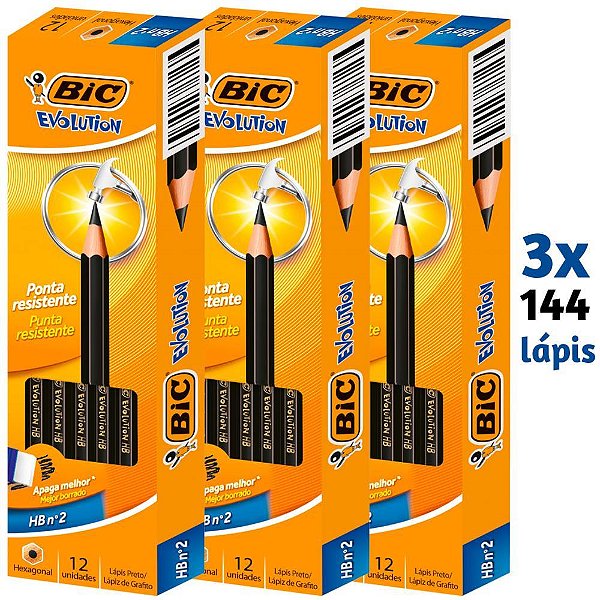 Lapis Preto Sextavado Evolution 2HB S/BORRACHA L3P2 KIT.C/03