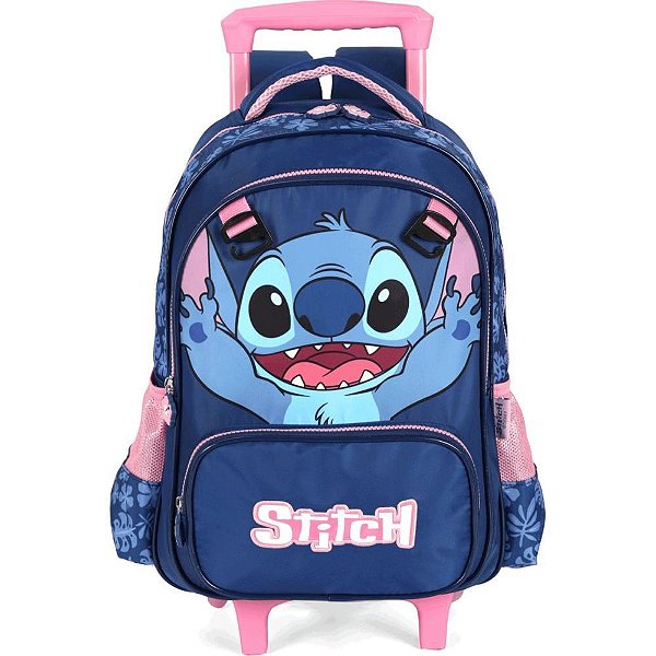 Mochila Infantil com Rodinha STITCH G Azul