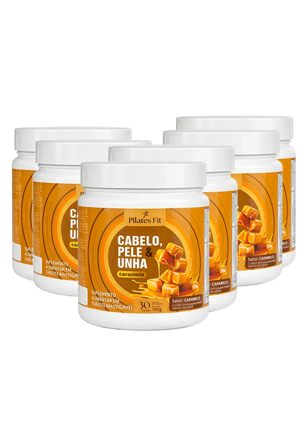 Combo 6 Caramelo Suplemento Cabelo, Pele e Unha PILATES FIT 300g