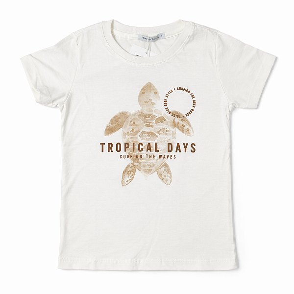 Camiseta Tartaruga Meninos Bege