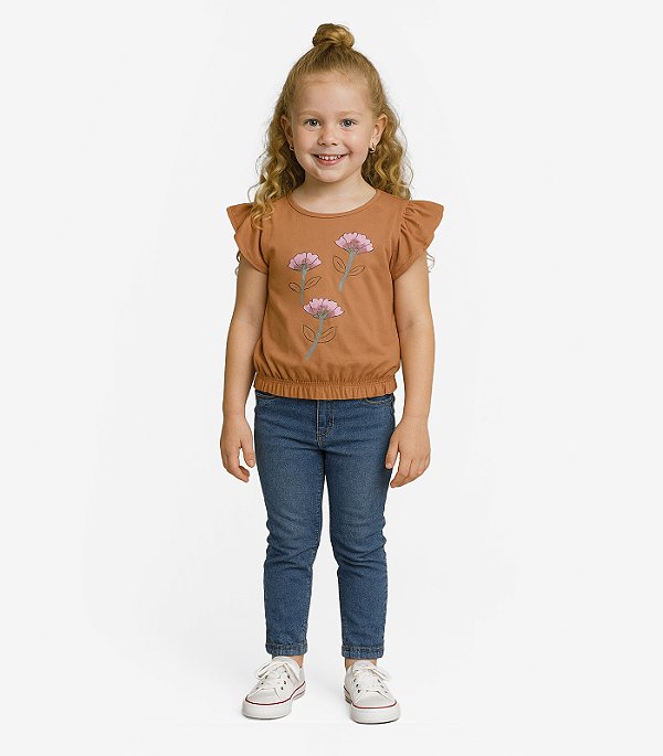 Blusa Infantil Manga Curta Florida