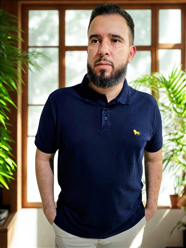 Polo Piquet Gold Azul Marinho