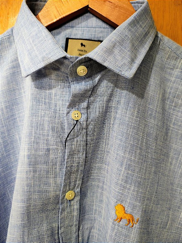 Camisa Social Slim Fit Flamê Azul Claro