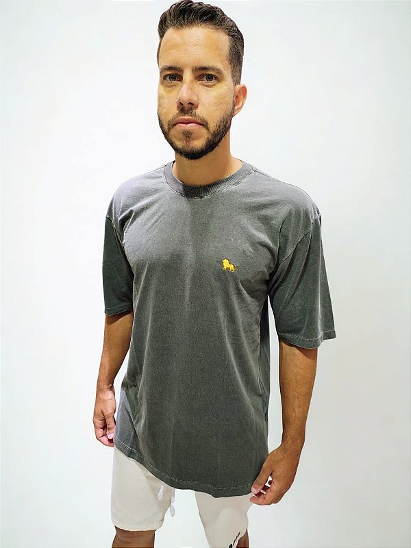 Camiseta Oversized Estonada Verde Musgo