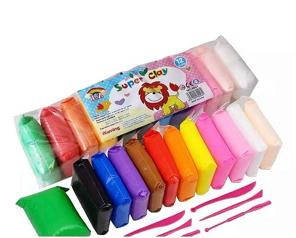 Massa E.V.A Super Clay 12 Cores + Ferramentas