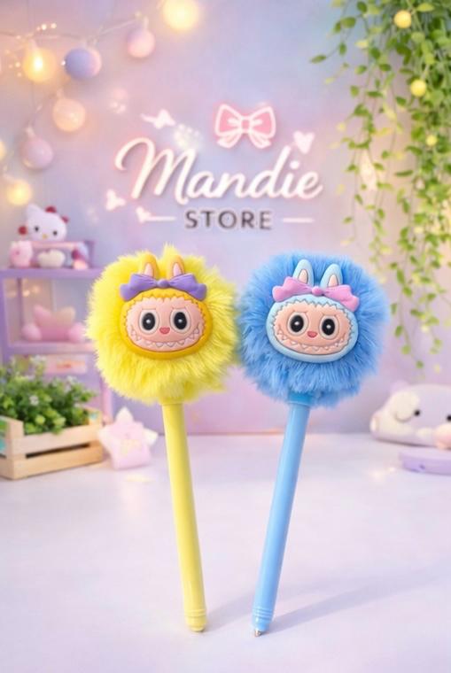 Caneta Pelúcia Kawaii Colorida – Escrita Macia e Super Fofa