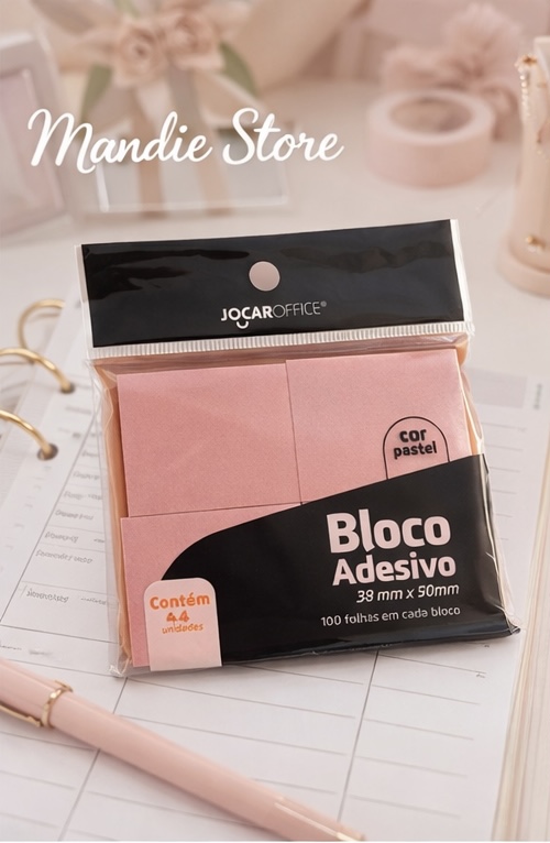 Bloco Adesivo Pastel 44 Unidades – Mini Sticky Notes para Organização