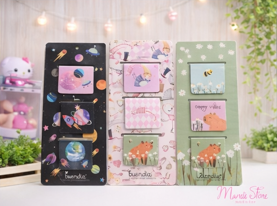 Marcador de Página Magnético Fofo | Kit com 3