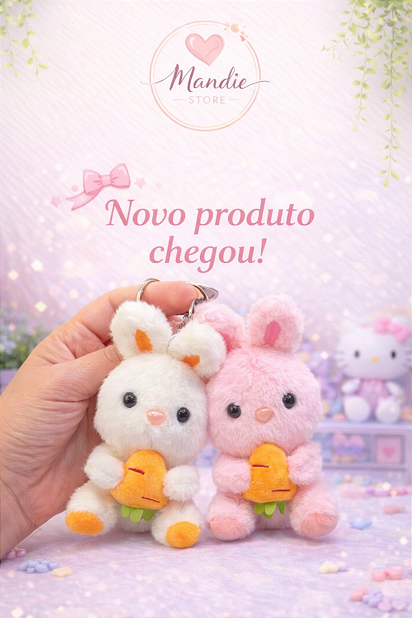 Chaveiro Coelhinho de Pelúcia Cute