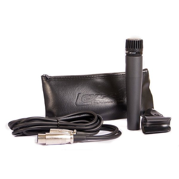 Microfone Com Fio Cardioide LM S57 Lexsen + Cabo 3mt e Cachimbo