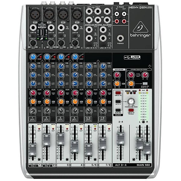 Mesa de Som Analógica Behringer Xenyx Q1204 Usb Mixer 8 Canais Bivolt