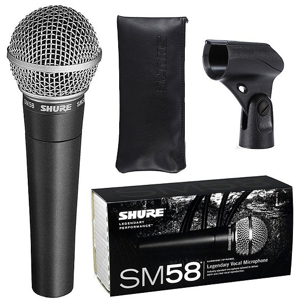 Microfone Shure SM58 LC Dinâmico Cardioide Profissional