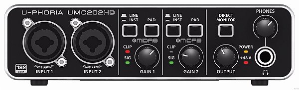 Interface De Áudio U-Phoria Usb UMC202HD Behringer