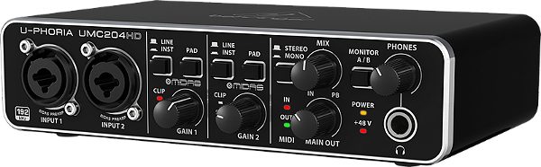 Interface de Áudio UMC204HD USB MID Behringer