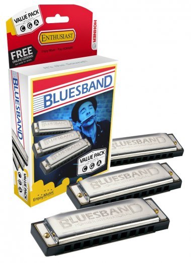 Kit Gaitas de Boca Harmônicas Hohner Blues Band 559/20 A,C,G