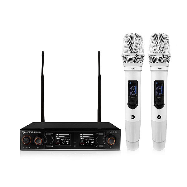 Microfone Kadosh K502M Branco Duplo Sem Fio Recarregável Profissional - K502M