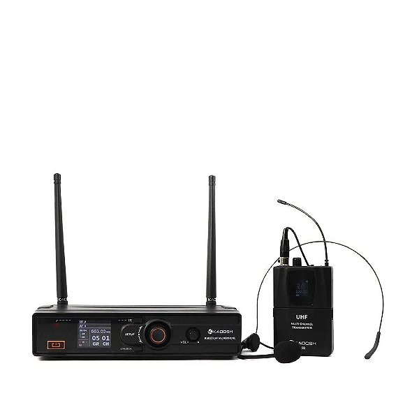 Sistema de Microfone Sem Fio Headset Kadosh - Phase Locked Loop Cardioide - K501H B6 (660-690Mhz)