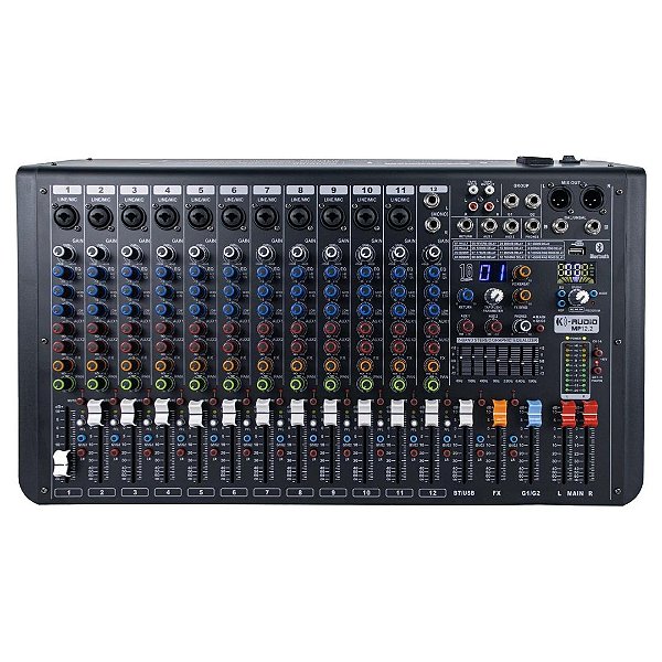 Mesa de Som Analógica K-Audio MP1210 / MP12,2 de 12 Canais