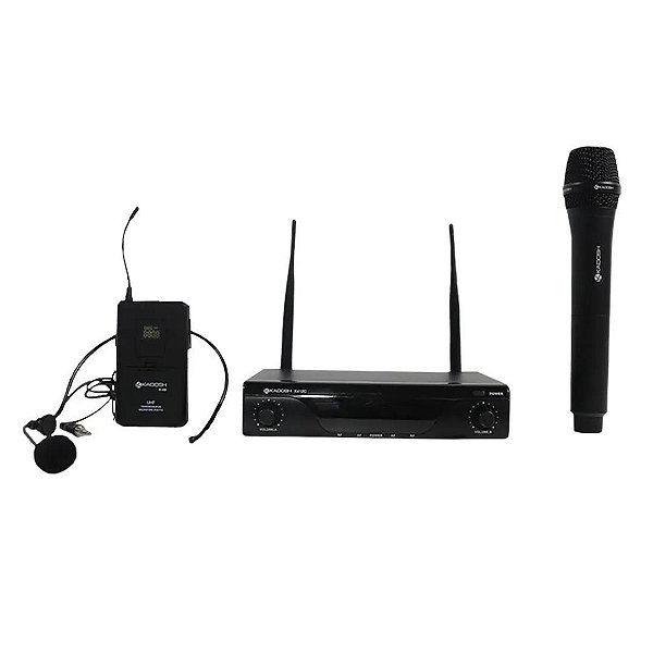 Microfone Kadosh K412C Sem Fio Dinâmico Cardioide Bastão e Headset UHF