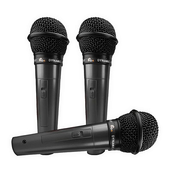 Kit Microfone K300 Kadosh Com Fio C/3 PCS Dinâmico Cardioide