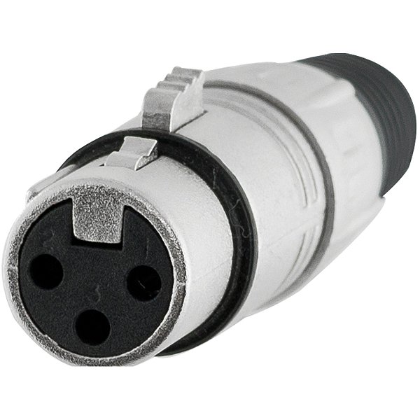 Conector XLR Fêmea 3 Pólos Niquelado HX001F Hyx