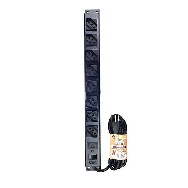 Filtro de Linha 8 tomadas C/ Filtro 5/10A 1,2 Metros Ecostik
