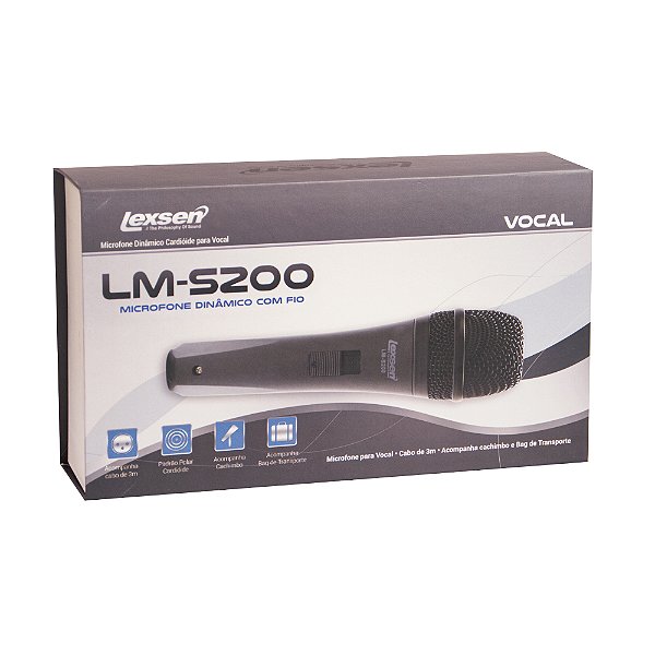 Microfone Com Fio, Vocais Cardioide, Cabo 3m Lexsen LM-S200