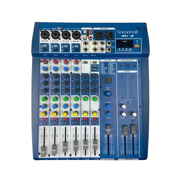 Mesa de Som Soundcraft MI8 Analógico com 8 Canais