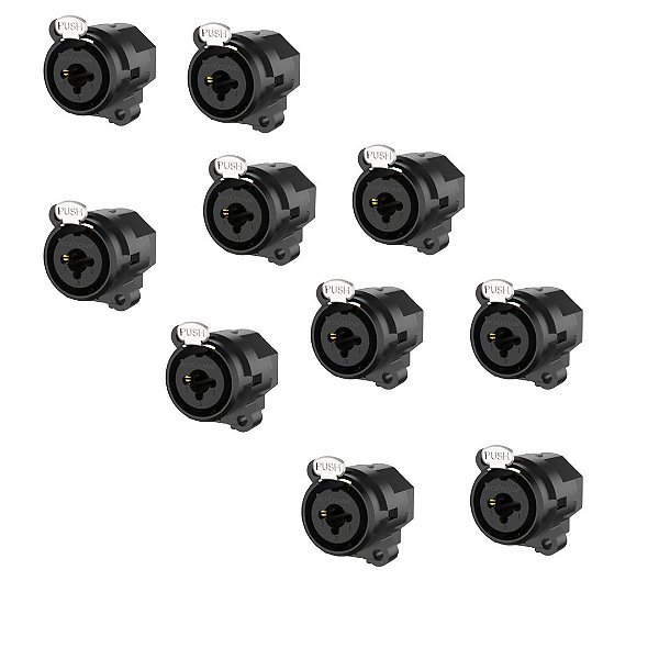 Kit Conector XLR Roxtone RC6FS Painel Combo Fêmea - 10 Unidades