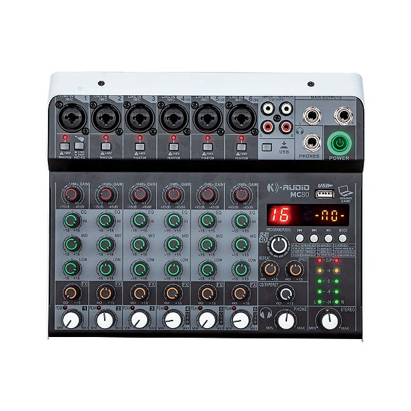 Mesa de Som K-Áudio MC80 8 Canais