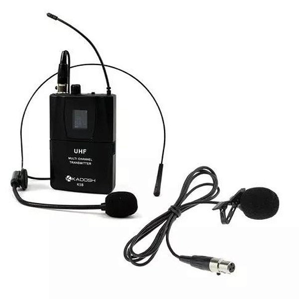 Transmissor Bodypack Kadosh K5B Com Microfone Headset e Lapela - 660-690MHz