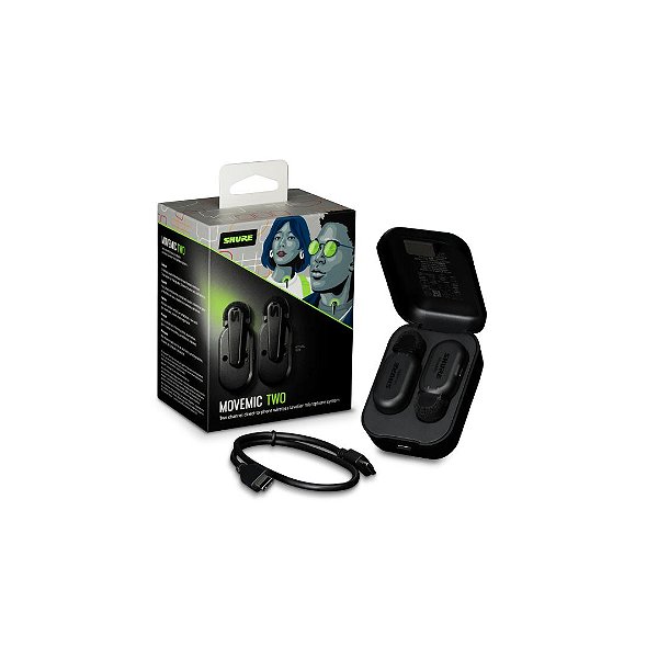 Microfone de Lapela Shure sem fio Movemic Two