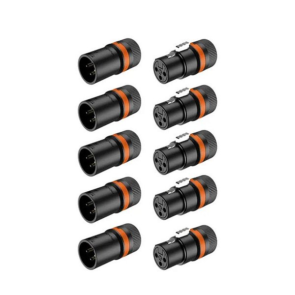 Kit Conector Roxtone Lx3m + Conector Roxtone Lx3F Xlr Fêmea 5 de cada