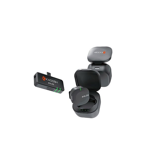Microfone de Lapela sem Fio Kadosh Duplo KVLOG2 BK Preto