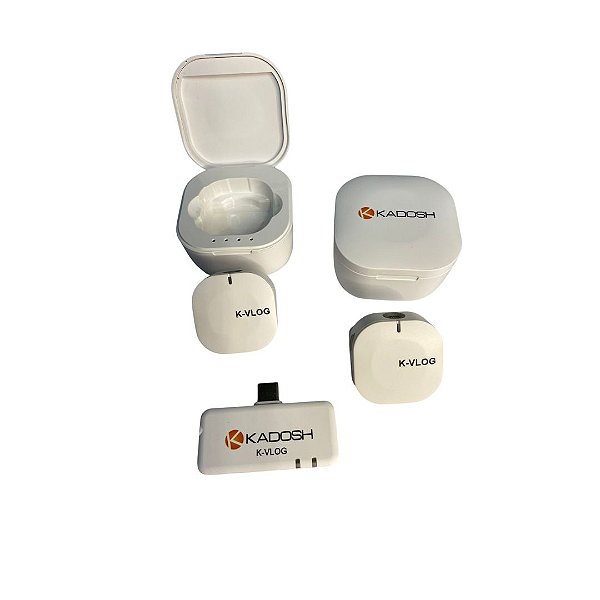 Microfone de Lapela Sem Fio Kadosh Duplo KVLOG2 WH Branco