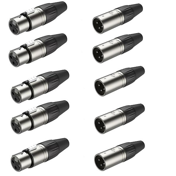 Kit Conector Roxtone XLR  XP3FM Macho + XP3FM Fêmea  5 de cada
